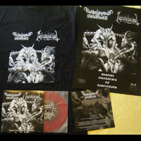 Godslaying Hellblast/Necroholocaust - Bestial Laceration of Angelcunts (Package: EP 7" Red + Short Sleeved T-Shirt: L)